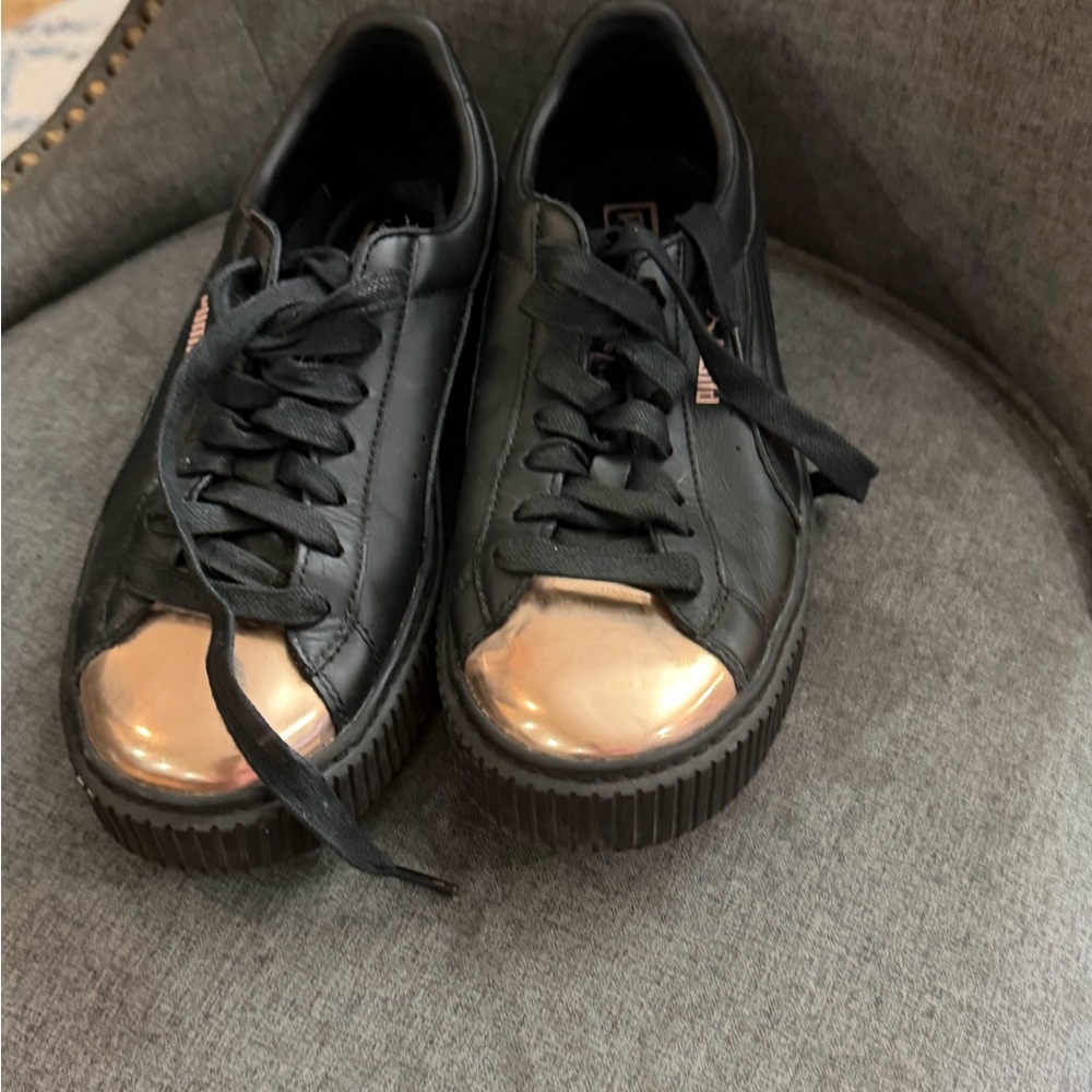 Puma Black Sneakers with Gold Accents